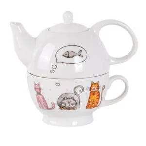 Porcelánová konvička se šálkem TORO 450ml Kočka a Pes