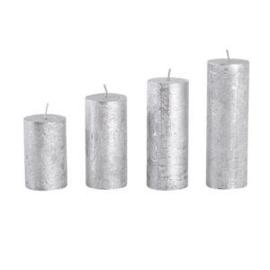 Rustikální adventní svíčka ø4cm PROVENCE 4ks stříbrná