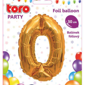 Balónek foliový TORO číslice 0 30cm