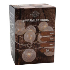 HIT Světelný řetěz s časovačem 10LED ozdoby s glitry 135cm