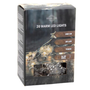 HIT Světelný řetěz s časovačem 20LED vločky 200cm