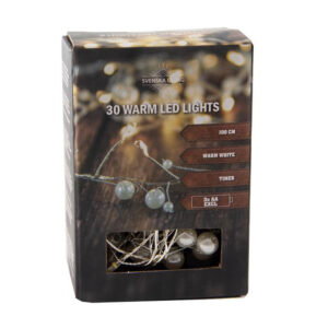 HIT Světelný řetěz s časovačem 30LED perly 100cm