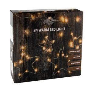 HIT Světelný řetěz s časovačem 84LED hvězdy 120x80cm