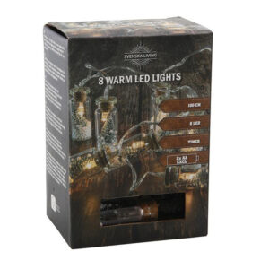 HIT Světelný řetěz s časovačem 8LED lahvičky se stromkem 100cm