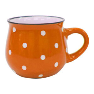 Keramický hrnek TORO 230ml oranžový s puntíky