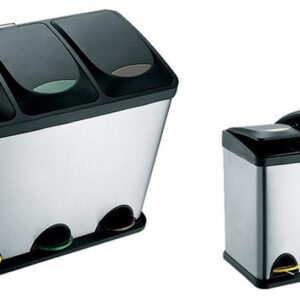 Nerezový nášlapný odpadkový koš na tříděný odpad TORO 24l