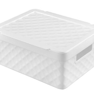 Plastový košík s víkem HEIDRUN 36x27x14cm MIX barev