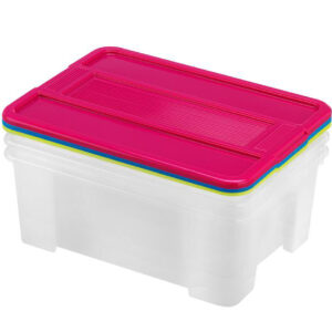 Plastový úložný box s víkem HEIDRUN TexBox 3x10l