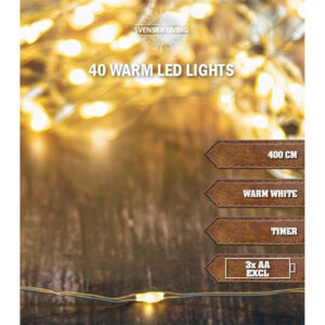 SVENSKA LIVING Vánoční světelný řetěz 40 LED s časovačem 4m