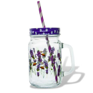 Sklenice s brčkem TORO 450ml levandule