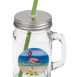 Sklenice s brčkem TORO plameňák 450ml