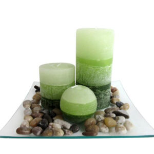 TORO Dárková sada svíček na podnose PROVENCE zelený čaj