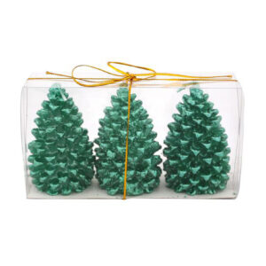 Vánoční svíčka šiška PROVENCE 3ks zelená