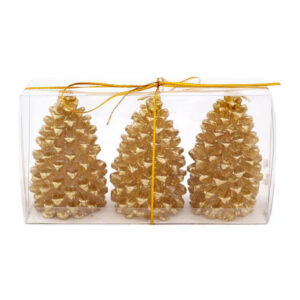 Vánoční svíčka šiška PROVENCE 3ks zlatá