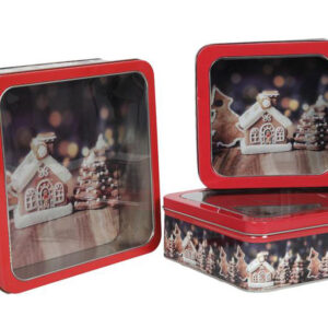 HIT Dóza na vánoční cukroví 3ks perníková vesnička