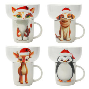 HIT Keramický snídaňový set MIX vánočních zvířátek