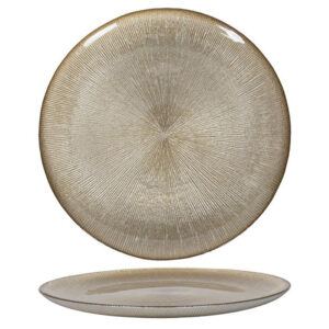 HIT Skleněný jídelní talíř 27cm matná zlatá