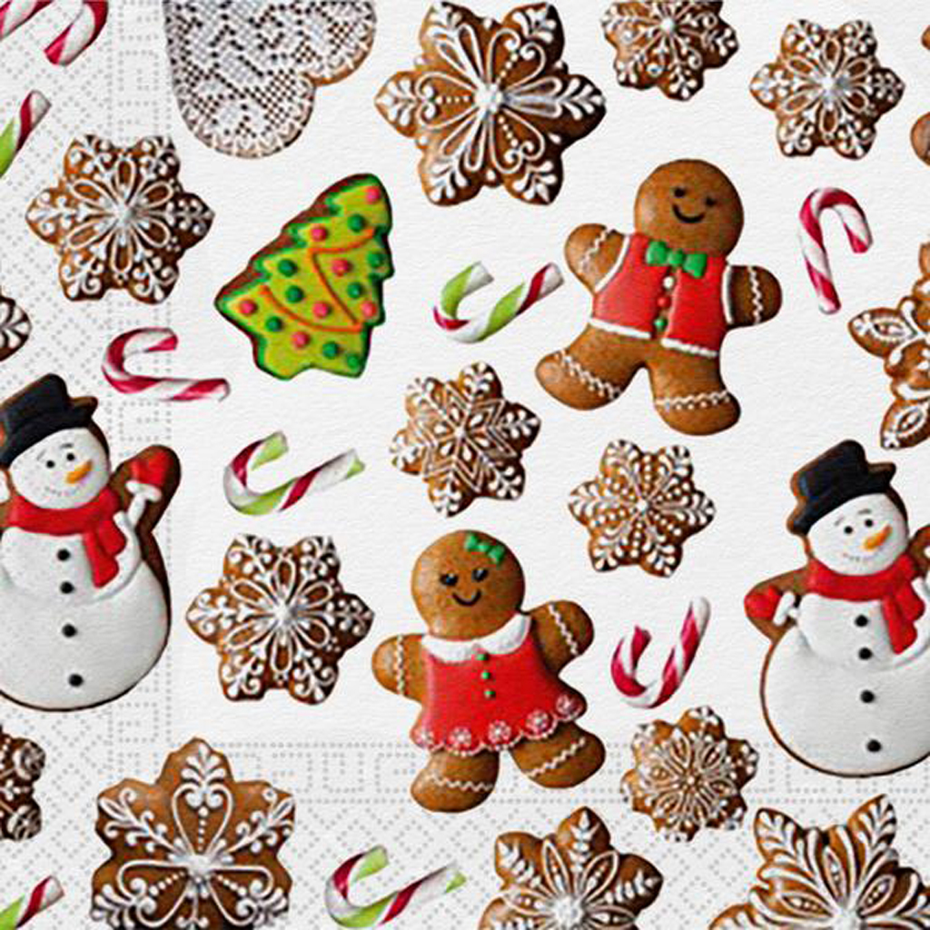PROCOS Vánoční papírové ubrousky 33x33cm 3 vrstvé perníčky 20ks