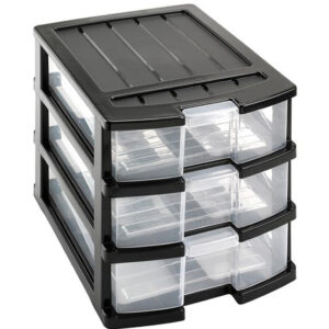 Plastový regál 3 zásuvky HEIDRUN 34x25x23.5cm MIX barev