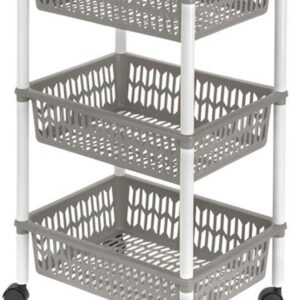 Plastový regál na kolečkách 3 košíky HEIDRUN 40x30x66cm MIX barev