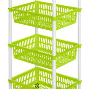 Plastový regál na kolečkách 4 košíky HEIDRUN 40x30x89cm MIX barev