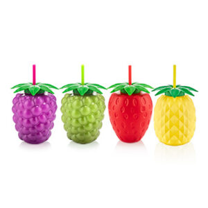 QLUX Plastový kelímek s víčkem a brčkem 800ml MIX tvarů