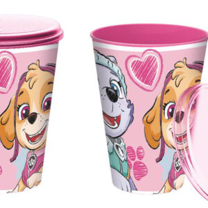 STOR Plastový kelímek s pítkem Paw Patrol 430ml růžový