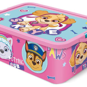 STOR Plastový úložný box s víkem Paw Patrol 13l růžový