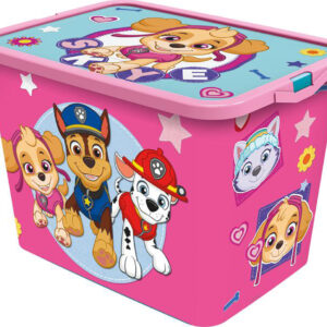 STOR Plastový úložný box s víkem Paw Patrol 23l růžový