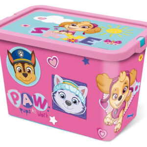 STOR Plastový úložný box s víkem Paw Patrol 7l růžový