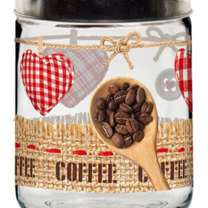 Skleněná dóza s víčkem CERVE Valentina 800ml srdce KÁVA