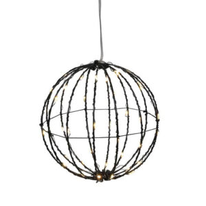 Vánoční dekorace s časovačem 40LED černá koule 15cm