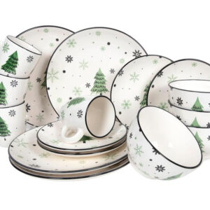 HIT Vánoční keramická jídelní sada 16ks stromeček