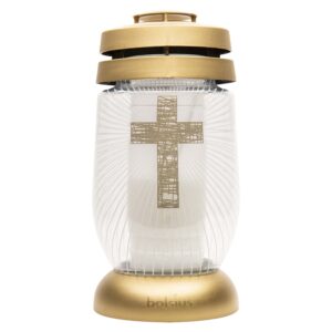 Hřbitovní lucerna BOLSIUS 22cm zlatý kříž