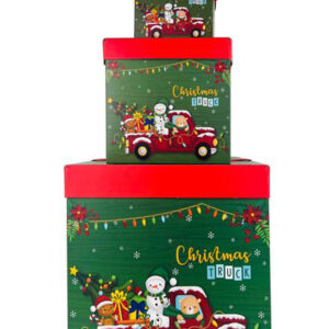 Dárková krabička se stuhou TORO set 3ks zelené vánoce