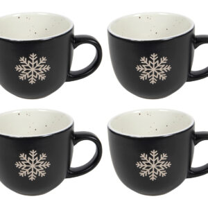 HIT Keramický hrnek černý 220ml motiv vločky