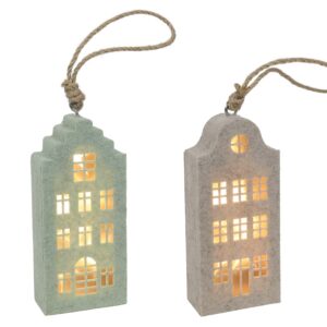 HIT Závěsná plstěná dekorace 15cm domeček LED