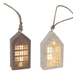 HIT Závěsná plstěná dekorace 15cm domeček LED